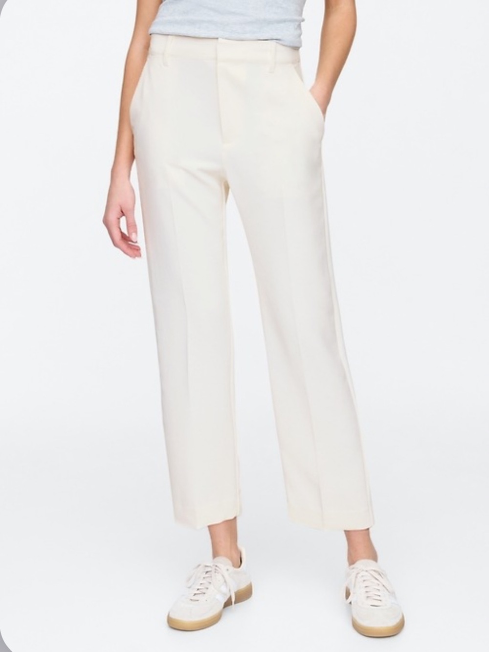 Gap Factory High Rise Easy Straight-Leg Crop Ankle Pants Back Elastic Waist